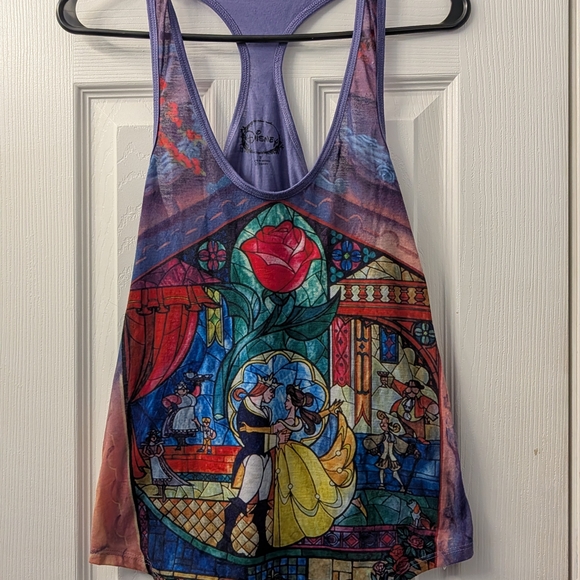 Disney Tops - Disney Beauty And The beast Stained Glass Tank Top Size S